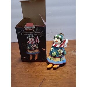 Kirkland Signature Porcelain Bell Ornament Dangling Legs Penguin Green Red Scarf